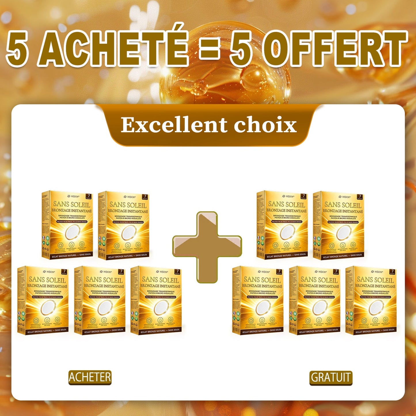 Plus que 5 boîtes de Hiskin® en stock ! Profitez d'une remise additionnelle de 80 % ! Obtenez un hâle bronzé naturel et lumineux. Cette opportunité ne se représentera pas avant l'année prochaine.