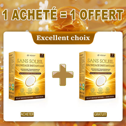 Boutique Officielle | ☀️☀️ Hiskin® Patch Bronzant Instantané Sans Soleil à Micro-Aiguilles 🇫🇷 (Une seule fois par jour) Hâle bronzé visible en 7 jours ✅ Sans UV, sans effet orange, sans traces, sans DHA, sans application salissante.