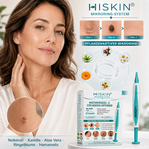 HISKIN® Hautanhängsel- & Stielwarzen-Entferner mit pflanzlicher Pflegeformel – Präzises Mikroring-System für zu Hause
