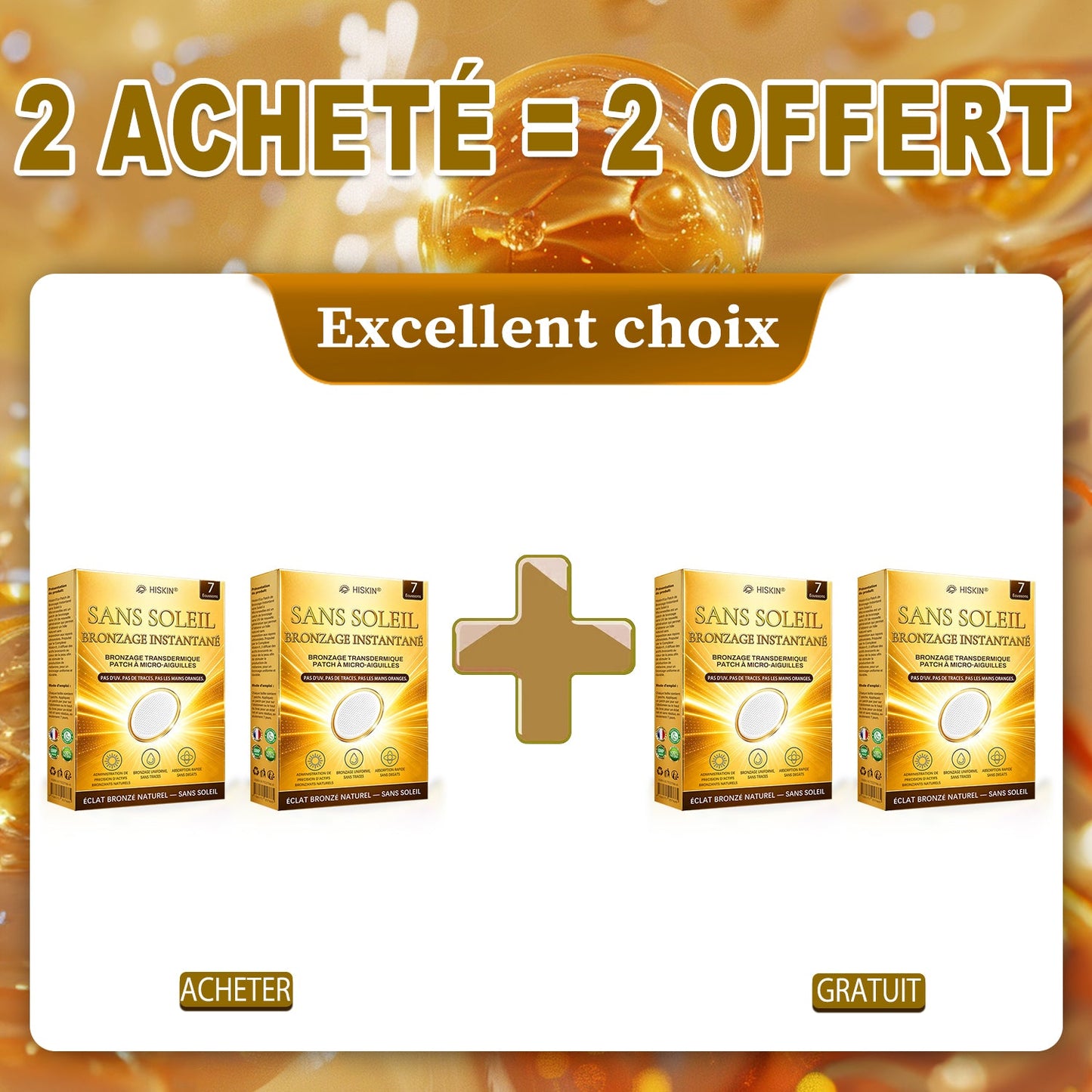 Boutique Officielle | ☀️☀️ Hiskin® Patch Bronzant Instantané Sans Soleil à Micro-Aiguilles 🇫🇷 (Une seule fois par jour) Hâle bronzé visible en 7 jours ✅ Sans UV, sans effet orange, sans traces, sans DHA, sans application salissante.