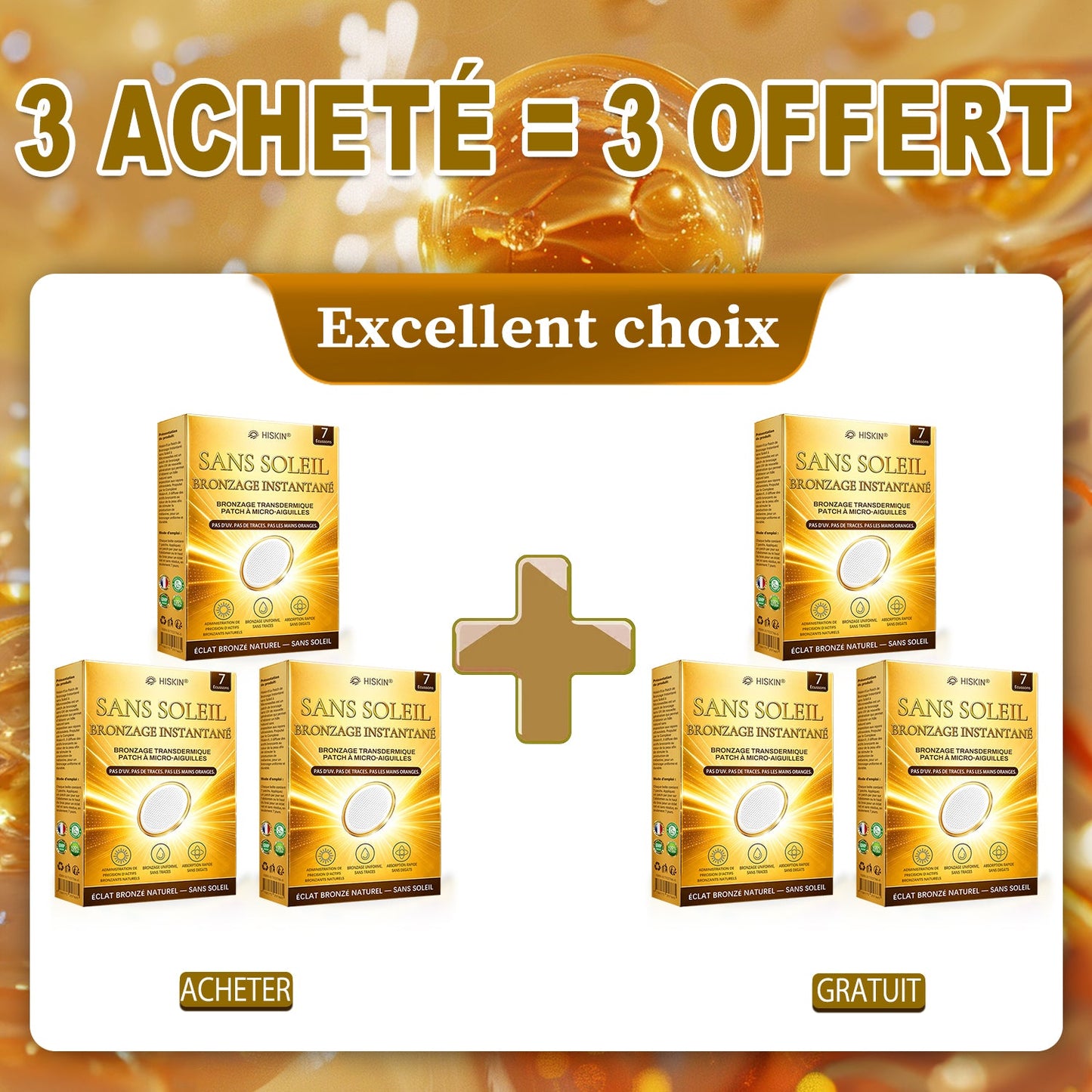 Boutique Officielle | ☀️☀️ Hiskin® Patch Bronzant Instantané Sans Soleil à Micro-Aiguilles 🇫🇷 (Une seule fois par jour) Hâle bronzé visible en 7 jours ✅ Sans UV, sans effet orange, sans traces, sans DHA, sans application salissante.