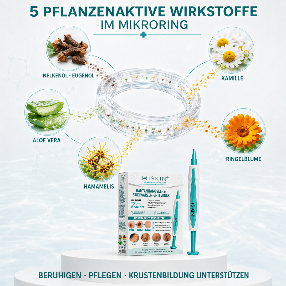 HISKIN® Hautanhängsel- & Stielwarzen-Entferner mit pflanzlicher Pflegeformel – Präzises Mikroring-System für zu Hause
