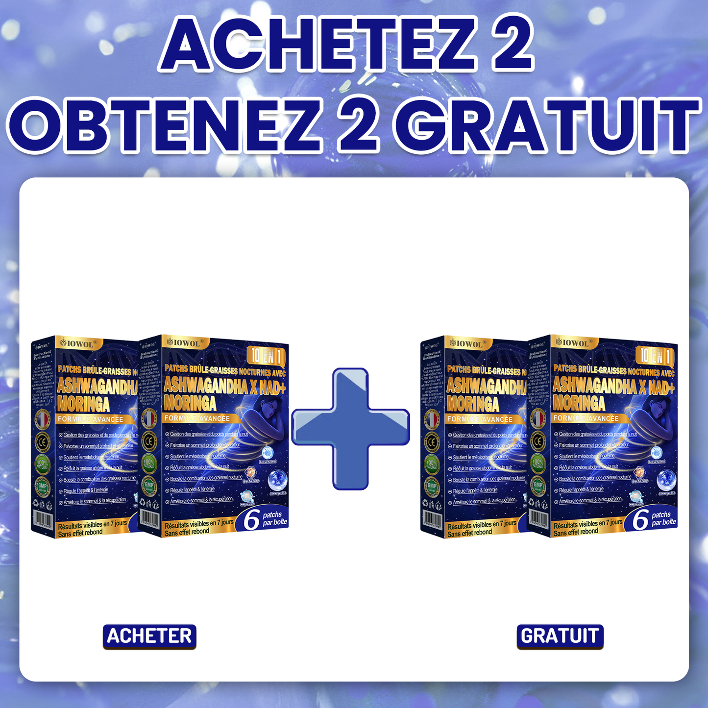 IOWOL ® PATCHS BRÛLE-GRAISSES NOCTURNES ! ZÉRO PILULES & ZÉRO GASPILLAGE & ZÉRO EFFORT & 100 % DE RÉSULTATS.