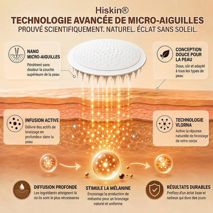 Boutique Officielle | ☀️☀️ Hiskin® Patch Bronzant Instantané Sans Soleil à Micro-Aiguilles 🇫🇷 (Une seule fois par jour) Hâle bronzé visible en 7 jours ✅ Sans UV, sans effet orange, sans traces, sans DHA, sans application salissante.